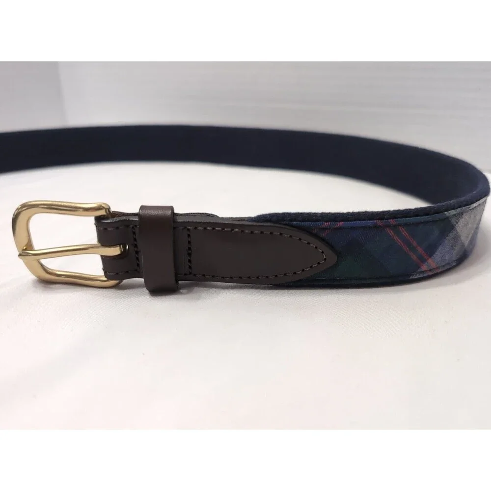 VINEYARD VINES size 30 belt Blackwatch Plaid Canvas Leather Golf NEW